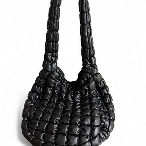 Forever 21 Black Quilted Hobo Bag